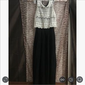 Lolita crochet black maxi dress